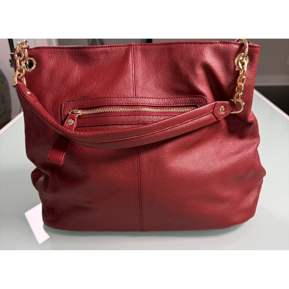 Cuore & Pelle Brand Italian Red Leather Shoulder Bag Gold Tone Chain Hard wear